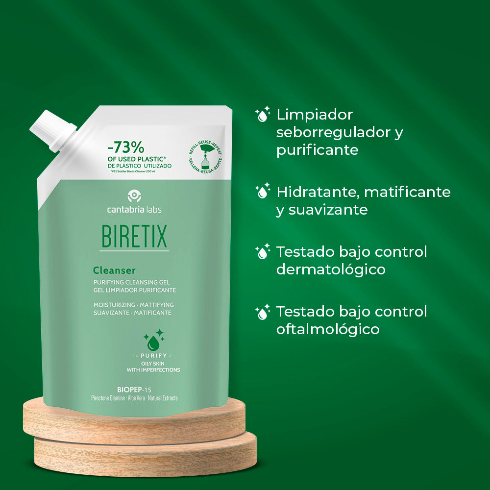 PIELES MIXTAS, GRASAS O CON TENDENCIA ACNEICA - BIRETIX CLEANSER GEL LIMPIADOR 400ML REFILL