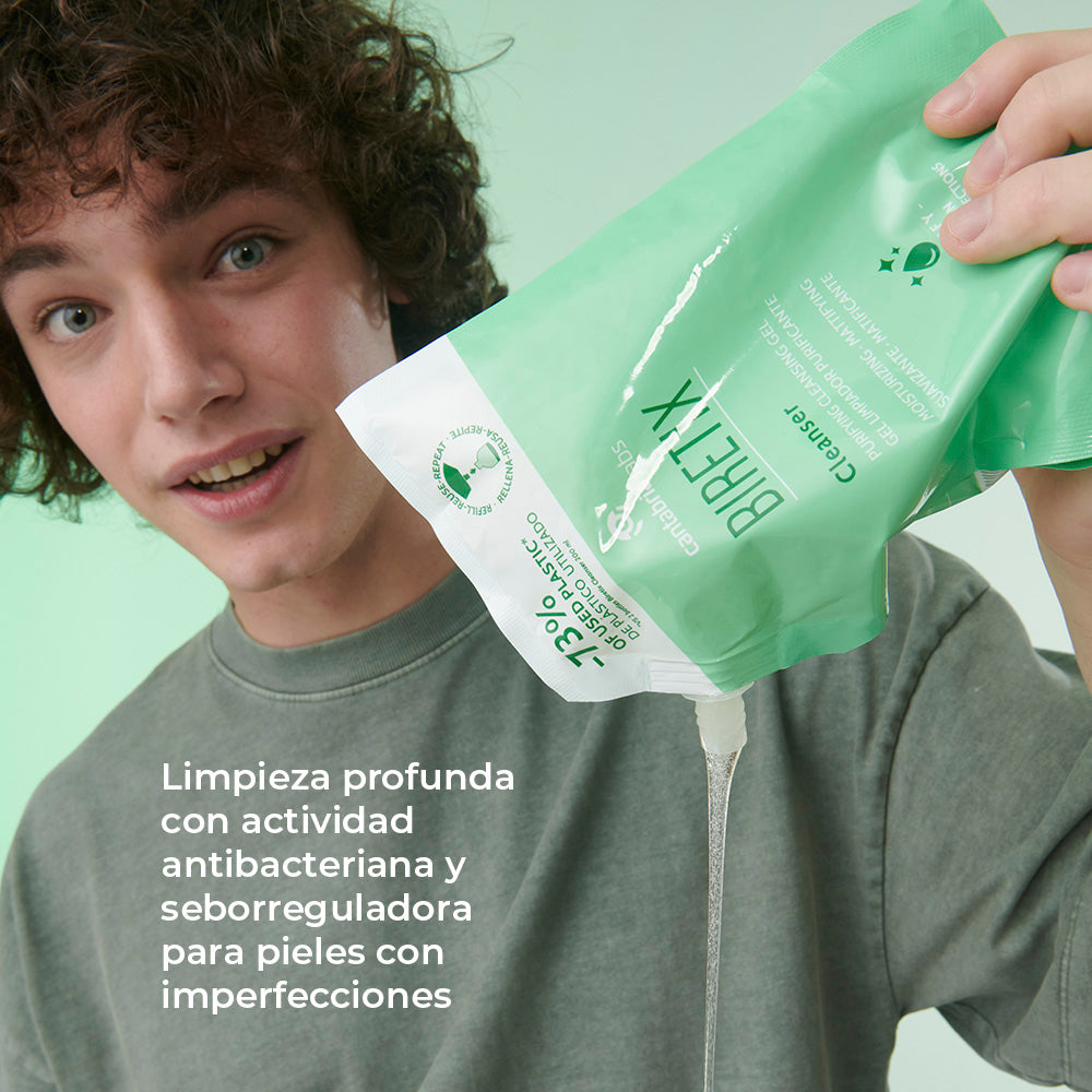 PIELES MIXTAS, GRASAS O CON TENDENCIA ACNEICA - BIRETIX CLEANSER GEL LIMPIADOR 400ML REFILL