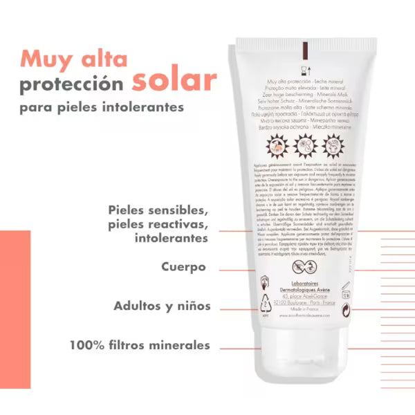 Avène Solar Leche Mineral SPF50+ 100 ml